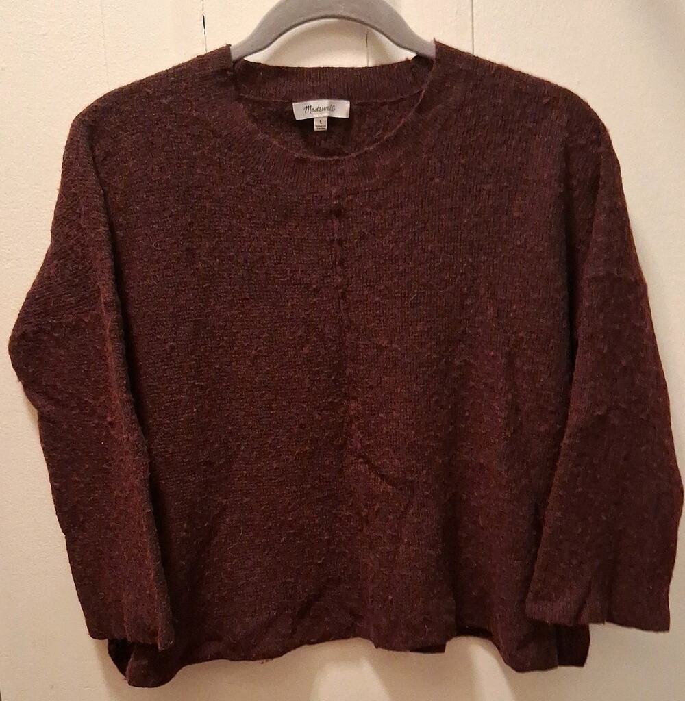 Madewell Sweater Large Burgundy Cabernet Knit Long Sleeve round Neck